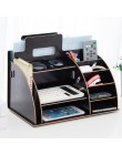 Wood Organizer na biurko biuro biurowe obsadka do pióra drewniany sortownik z szufladą Organizer Pen Pencil Organizer