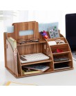 Wood Organizer na biurko biuro biurowe obsadka do pióra drewniany sortownik z szufladą Organizer Pen Pencil Organizer