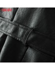 2019 jesienno-zimowa damska PU Faux skórzana sukienka z paskiem V Neck seksowna wąska w stylu Retro czarna sukienka Mini vestido