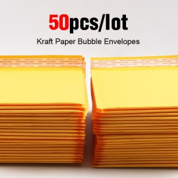 50 sztuk/partia Kraft koperta bąbelkowa poli wysyłka koperty z bańki torby przewozowe Mailer torebki wysyłkowe koperty bąbelkowe