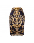 Moda zachodnia wspaniały złoty kwiatowy print kobiety spódnice ołówkowe S-4XL panie plus rozmiar bodycon saias dziewczyny faldas