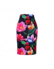 Moda zachodnia wspaniały złoty kwiatowy print kobiety spódnice ołówkowe S-4XL panie plus rozmiar bodycon saias dziewczyny faldas