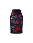 Moda zachodnia wspaniały złoty kwiatowy print kobiety spódnice ołówkowe S-4XL panie plus rozmiar bodycon saias dziewczyny faldas