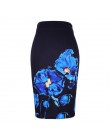 Moda zachodnia wspaniały złoty kwiatowy print kobiety spódnice ołówkowe S-4XL panie plus rozmiar bodycon saias dziewczyny faldas