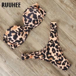 RUUHEE strój kąpielowy Bikini kobiety strój kąpielowy 2020 Leopard brazylijski Bikini Set Push Up kostium kąpielowy kobiet lato 