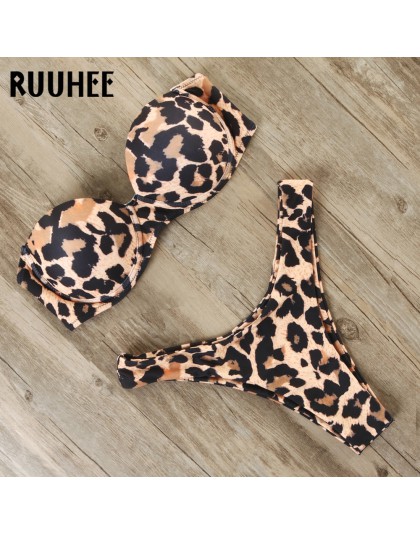 RUUHEE strój kąpielowy Bikini kobiety strój kąpielowy 2020 Leopard brazylijski Bikini Set Push Up kostium kąpielowy kobiet lato 