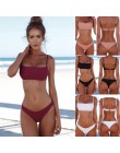 Gorąca, seksowna Bikini Set dwuczęściowy strój kąpielowy Bikini stroje kąpielowe kobiety stałe Biquini popularny damski kostium 