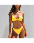 Seksowne Bikini w jednolitym kolorze zestaw kobiet trójkąt stroje kąpielowe nowy niski stan strój kąpielowy lato plaża nosić kob