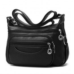 Damskie Casual Hobos Crossbody torby damskie Messenger torby miękkie myte torba na ramię ze skóry PU torebka damska Zipper Decor