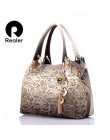 REALER torebki damskie drążą ombre kwiatowy print torby na ramię crossbody panie torby tote ze skóry pu moda torba kobiet