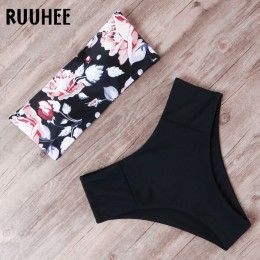 RUUHEE bandażowy strój kąpielowy Bikini kobiety strój kąpielowy Bikini wysokie w talii 2019 strój kąpielowy Push Up Maillot De B