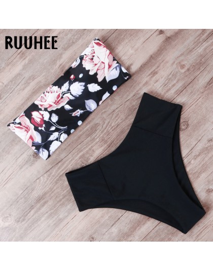 RUUHEE bandażowy strój kąpielowy Bikini kobiety strój kąpielowy Bikini wysokie w talii 2019 strój kąpielowy Push Up Maillot De B