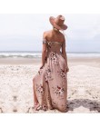 Kobiety Off Shoulder Floral Print sukienka boho kobiety plaża letnie sukienki damskie bez ramiączek długa, maksi sukienka Vestid