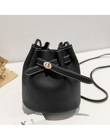 Nowa prosta kubełkowa torebka damska 2019 luksusowe torebki damskie PU Lychee mała na ramię torba Crossboby moda solidna bolsa f