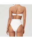 Wysoka talia Bikini 2020 Sexy czarne stroje kąpielowe kobiety strój kąpielowy wysokie nogi Bikini Bandeau zestaw pływanie dla st