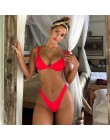 Bikini 2020 jednokolorowy strój kąpielowy kobiety stroje kąpielowe zestaw Bikini Push-Up Patchwork Biquini brazylijski letni pla