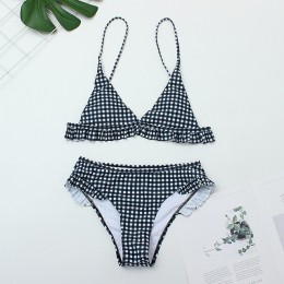Plaid damskie seksowne Bikini 2019 nowe Push Up Ruffles wyściełane stroje kąpielowe Bikini gorąca sprzedaż strój kąpielowy dla k