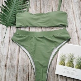 Sexy bikini wysokie w talii strój kąpielowy popularny strój kąpielowy Biquini dwa kawałki jednolity wysoki jakości stroje kąpiel