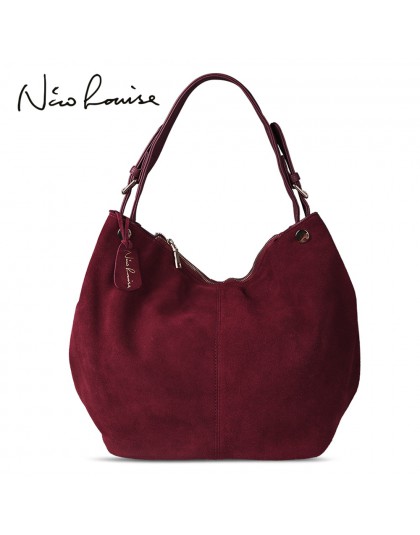 Nico Louise kobiety prawdziwa skóra zamszowa torba typu hobo nowy projekt kobieta rozrywka duże torby na ramię zakupy torebka na