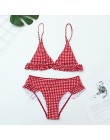 Plaid damskie seksowne Bikini 2019 nowe Push Up Ruffles wyściełane stroje kąpielowe Bikini gorąca sprzedaż strój kąpielowy dla k