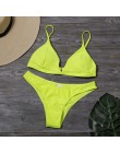 Seksowne Bikini w jednolitym kolorze zestaw kobiet trójkąt stroje kąpielowe nowy niski stan strój kąpielowy lato plaża nosić kob
