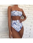 Wysoka talia Bikini 2020 Sexy czarne stroje kąpielowe kobiety strój kąpielowy wysokie nogi Bikini Bandeau zestaw pływanie dla st