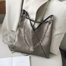Vintage skórzane torby na ramię dla kobiet 2020 łańcuch projektant Lady Crossbody torba kobiet fajne dużej pojemności jednolity 