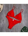 Seksowne Bikini w jednolitym kolorze zestaw kobiet trójkąt stroje kąpielowe nowy niski stan strój kąpielowy lato plaża nosić kob