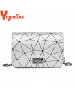 Yogodlns 2020 New Fashion Dimond Chain czarna torebka damska torba na ramię Plaid Lady Mini Crossbody torba PU skórzana z zamkni