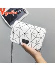 Yogodlns 2020 New Fashion Dimond Chain czarna torebka damska torba na ramię Plaid Lady Mini Crossbody torba PU skórzana z zamkni