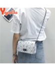 Yogodlns 2020 New Fashion Dimond Chain czarna torebka damska torba na ramię Plaid Lady Mini Crossbody torba PU skórzana z zamkni