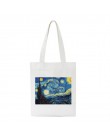 Van Gogh litery cartoon drukowane płócienna torba na ramię kobieta Harajuku kwiat sztuka nowe ulzzang śmieszne torby na ramię o 