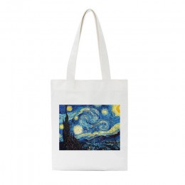 Van Gogh litery cartoon drukowane płócienna torba na ramię kobieta Harajuku kwiat sztuka nowe ulzzang śmieszne torby na ramię o 