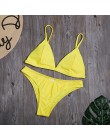 Seksowne Bikini w jednolitym kolorze zestaw kobiet trójkąt stroje kąpielowe nowy niski stan strój kąpielowy lato plaża nosić kob