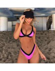 Bikini 2020 jednokolorowy strój kąpielowy kobiety stroje kąpielowe zestaw Bikini Push-Up Patchwork Biquini brazylijski letni pla
