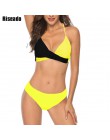 Riseado Sexy zestaw Bikini Push Up stroje kąpielowe kobiety stroje kąpielowe strój kąpielowy kobiety Halter biquini liść drukuj 