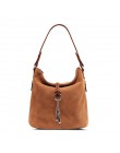 Moda damska skórzana torba na ramię z przegródką Suede Casual torebka na pasek w stylu Casual, damska Messenger Hobo Top-torby z