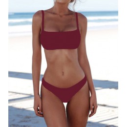 Gorąca, seksowna Bikini Set dwuczęściowy strój kąpielowy Bikini stroje kąpielowe kobiety stałe Biquini popularny damski kostium 