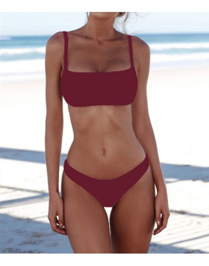 Gorąca, seksowna Bikini Set dwuczęściowy strój kąpielowy Bikini stroje kąpielowe kobiety stałe Biquini popularny damski kostium 