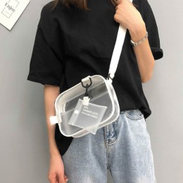 Cauusual PVC przezroczysty damskie torby typu Crossbody torba na ramię torebka galaretki małe etui na telefony z uchwytem na kar