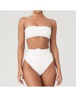 Wysoka talia Bikini 2020 Sexy czarne stroje kąpielowe kobiety strój kąpielowy wysokie nogi Bikini Bandeau zestaw pływanie dla st
