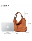 CEZIRA marka duże damskie torebki skórzane wysokiej jakości torebki damskie Pu Hobos jednolity, z kieszenią damskie duże torby n