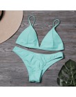 Seksowne Bikini w jednolitym kolorze zestaw kobiet trójkąt stroje kąpielowe nowy niski stan strój kąpielowy lato plaża nosić kob