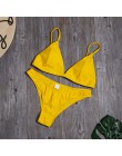 Seksowne Bikini w jednolitym kolorze zestaw kobiet trójkąt stroje kąpielowe nowy niski stan strój kąpielowy lato plaża nosić kob