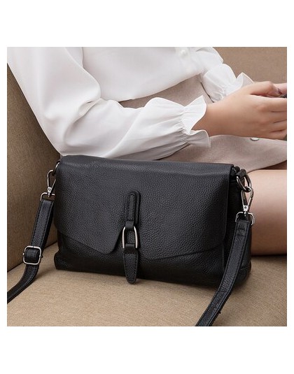 Oryginalne skórzane torebki nowe mody kobiet torba solidna skóra torba na ramię torby typu crossbody z klapką dla kobiet Messeng