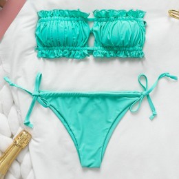 Peachtan Sexy różowe stroje kąpielowe damskie kostium kąpielowy bikini Bandeau 2020 mujer mikro kostium kąpielowy damski Push up