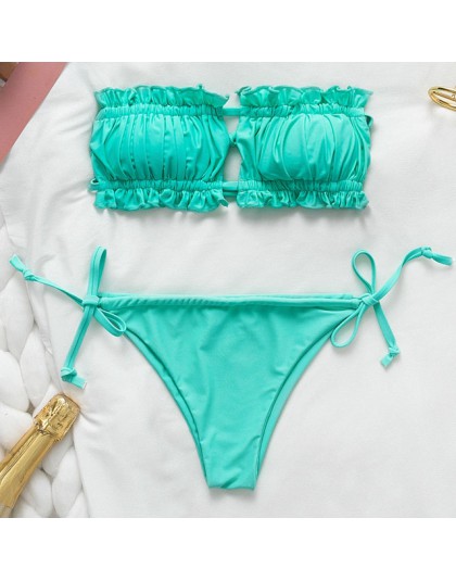 Peachtan Sexy różowe stroje kąpielowe damskie kostium kąpielowy bikini Bandeau 2020 mujer mikro kostium kąpielowy damski Push up