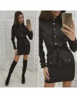 Kobiety Casual Sashes Button obcisła sukienka skręcić w dół kołnierz z długim rękawem jednolita sukienka 2020 Summer Fashion Vin
