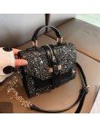 2019 kobiet Bling bling PU skórzane torby na ramię pani stałe czarny i bordowy crossbody łańcuch torebki dziewczyna moda woreczk