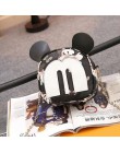 Moda jesień nowy koreański wysokiej jakości PU skórzane torebki damskie torebki mały kwadratowy plecak słodkie Mickey torby na r